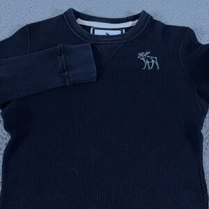 Abercrombie Fitch Shirt Womens L Navy Moose Waffle Knit Thermal Preppy Top Y2K